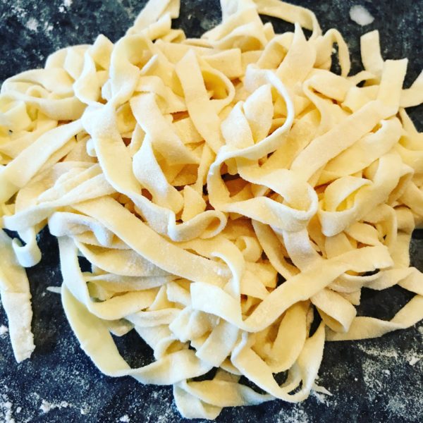 Homemade tagliatelle.