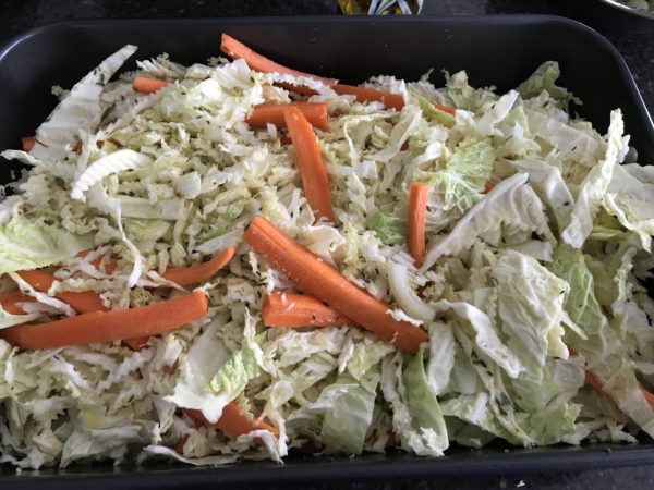 cabbage and carrots for the oven