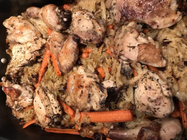Lemon Chicken with cabbage out of the oven: recipes at my table