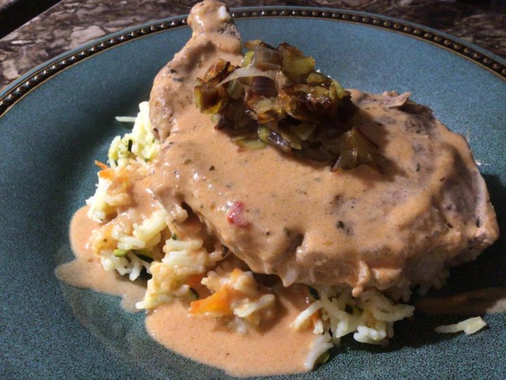 Mustard Cream Pork Chops with Caramelized Leeks: Recipes At My Table